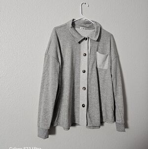 Kensie  Gray Button-Up Jacket Sz 1X